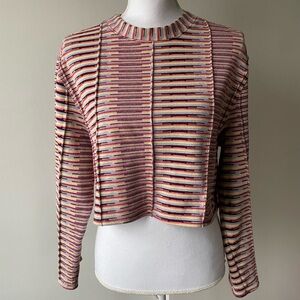 Urban Outfitter Cropped Sweater Size Large Striped colorful Womens knit EUC